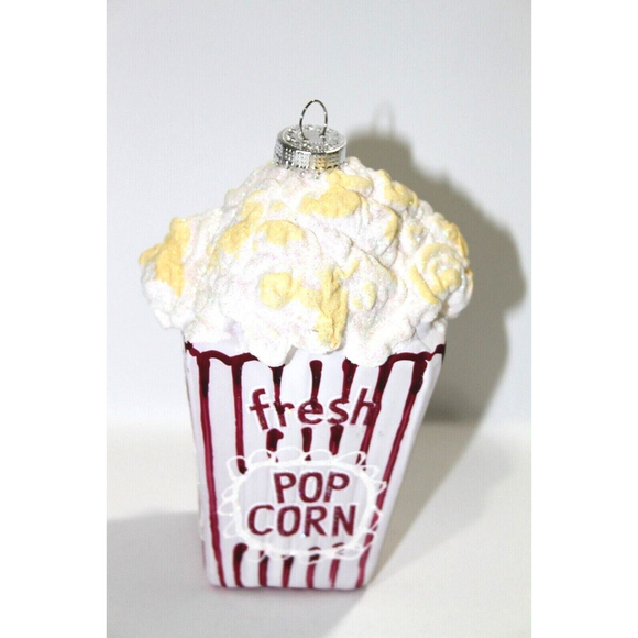 Christmas by Krebs Movie Time Box of Buttered Popcorn Glass Holiday Ornament New - Picture 10 of 12